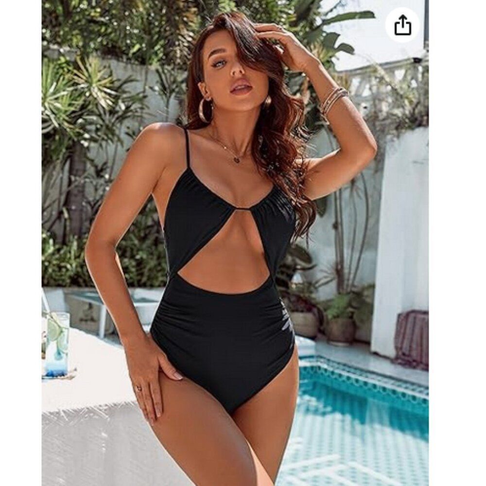 Blooming Jelly Women's Size XL Black‎ One Piece Swimsuit